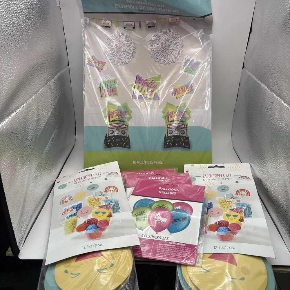 80s Totally Awesome Vibrant Party Decorations/Balloons/Props